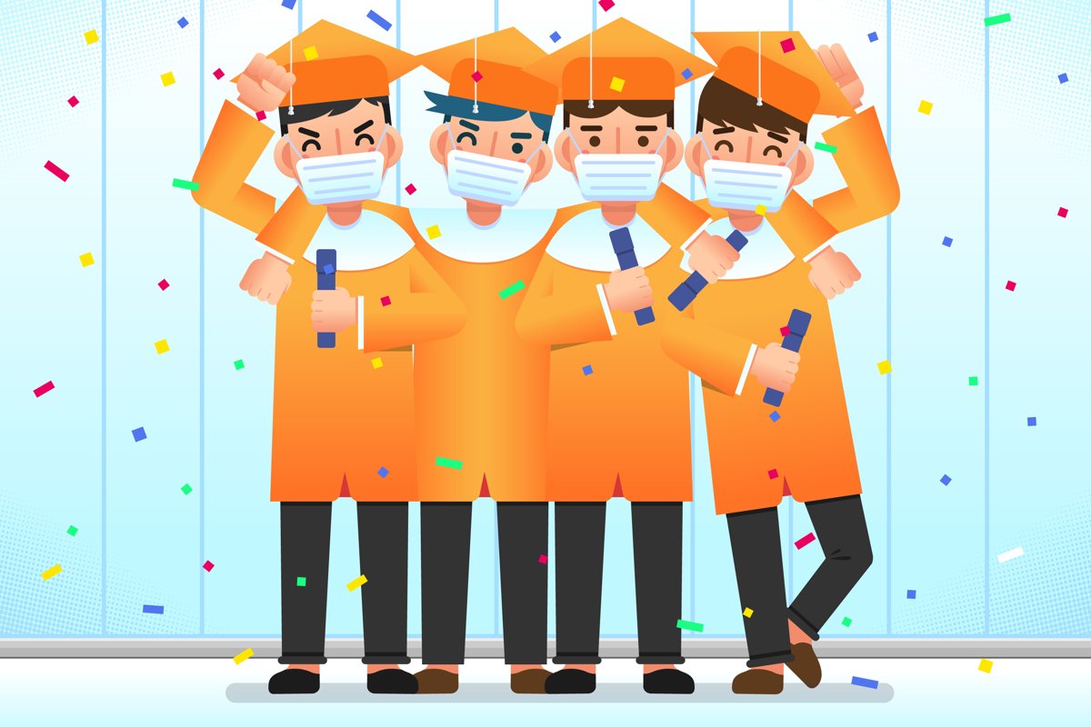 Graduates Wearing Medical Masks example image 1