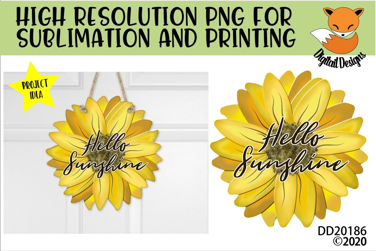 Hello Sunshine Sunflower PNG for Sublimation example image 1