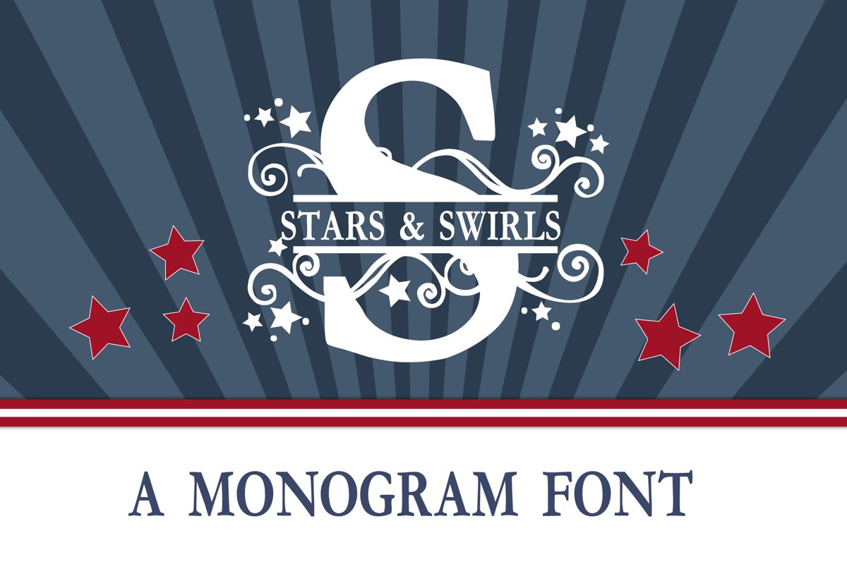 PN Stars & Swirls Monogram Banner Font example image 1