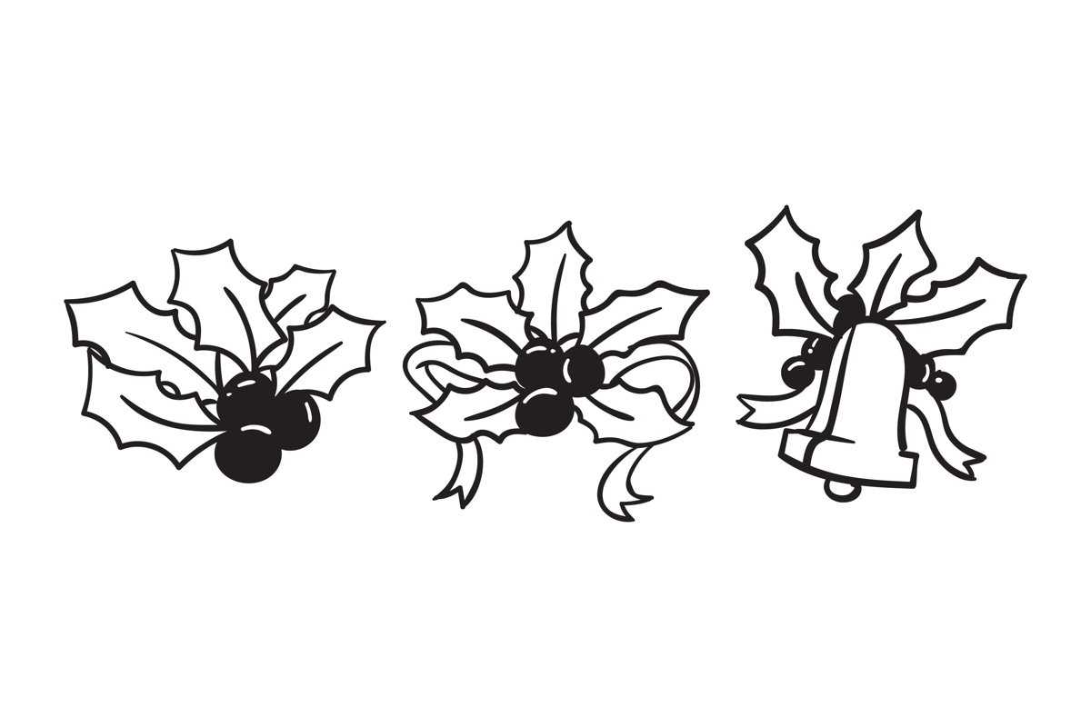 Christmas Holly Silhouettes example image 1