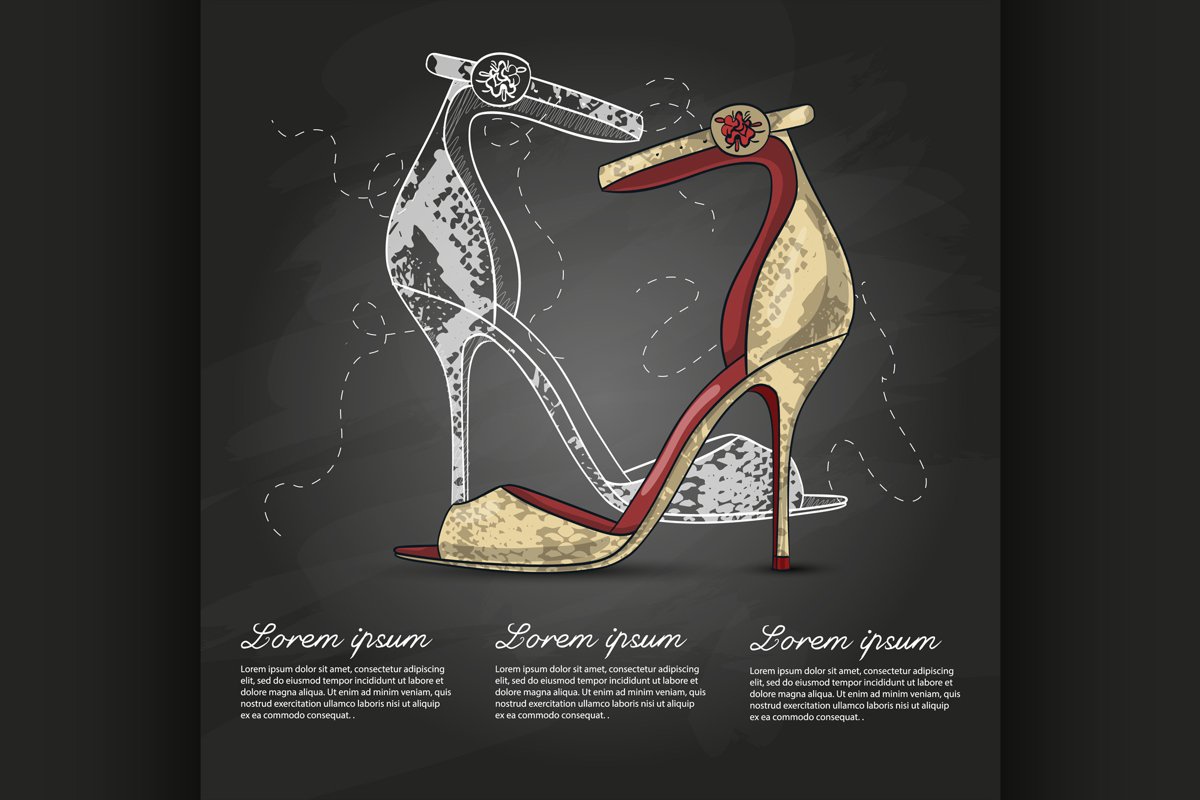 Fashion vector sketch womens shoes. example image 1