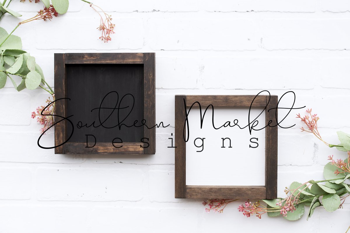 6x6 Wood Sign Mock Up Farmhouse Styled Photo example image 1