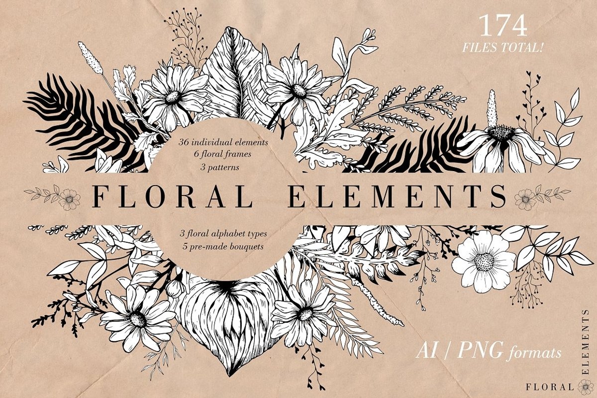 Hand-drawn Graphic Floral Collection example image 1
