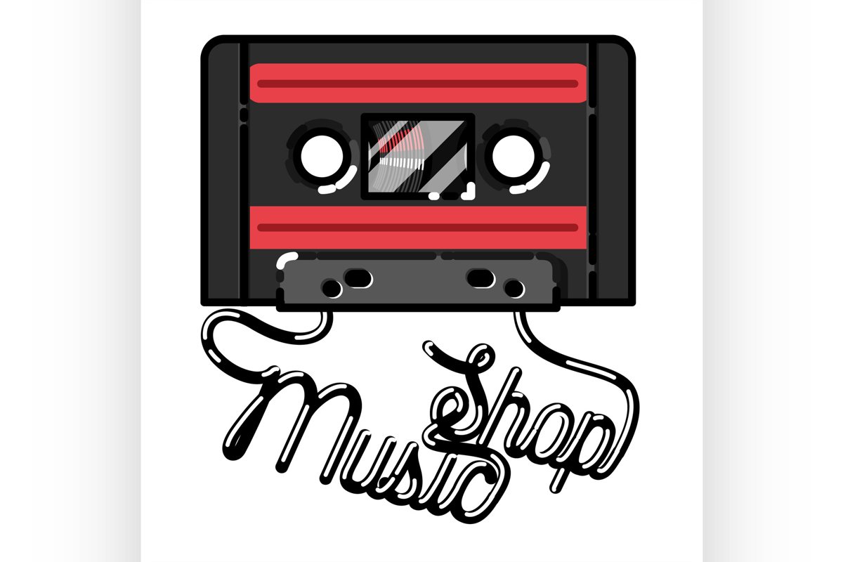 Color vintage music shop emblem example image 1