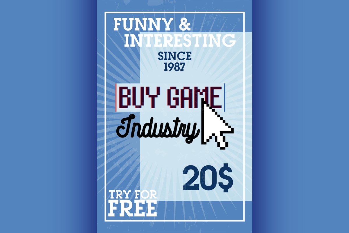 Color vintage game industry banner example image 1