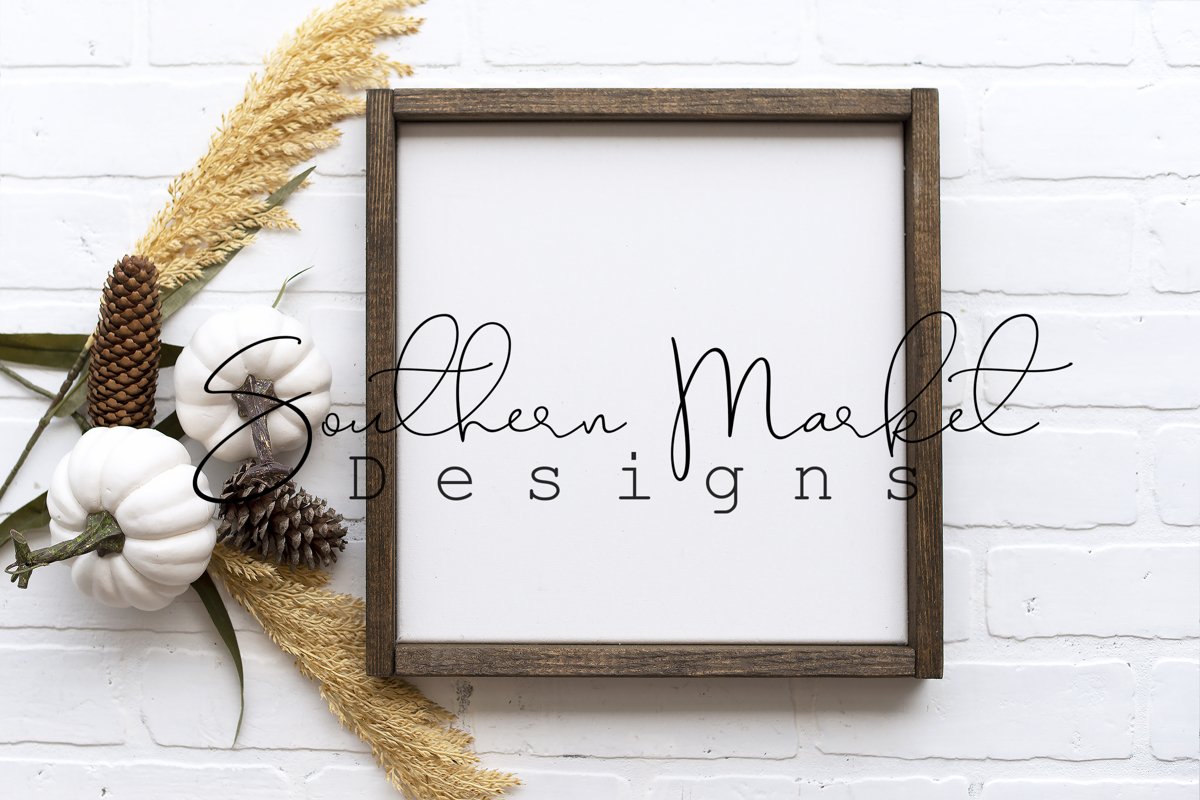 Fall Wood Framed Sign 12x12 Mock Up Photo Stock Pho example image 1