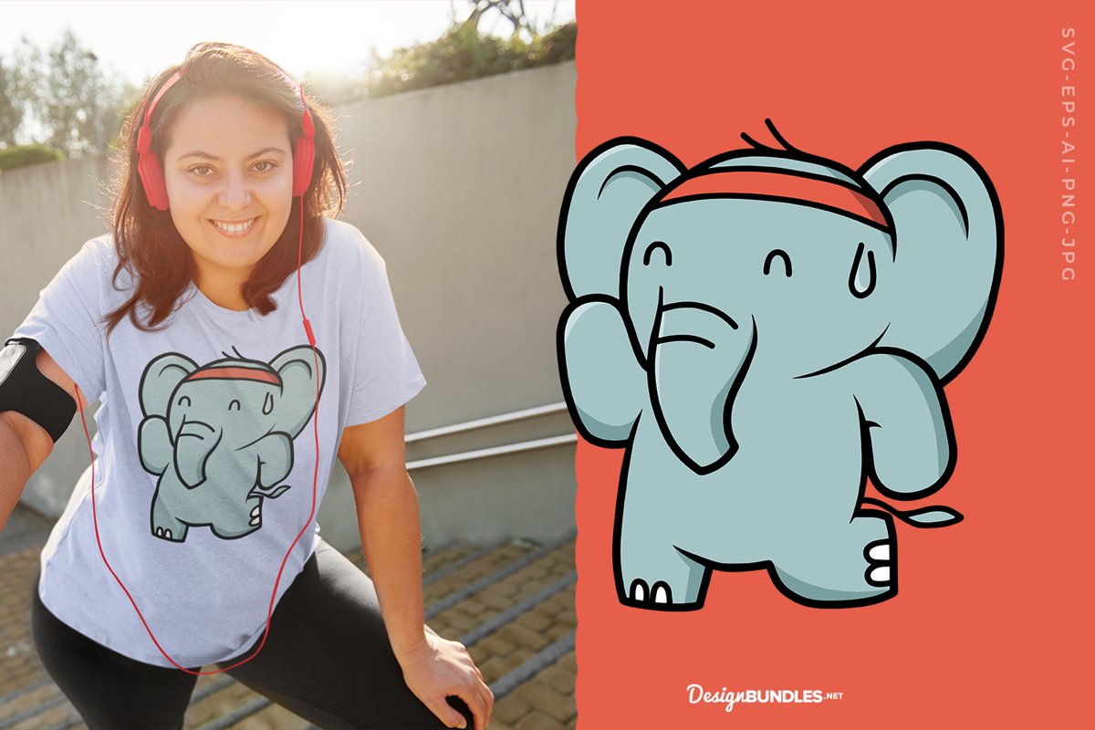 Elephant Jogging Illustration example image 1