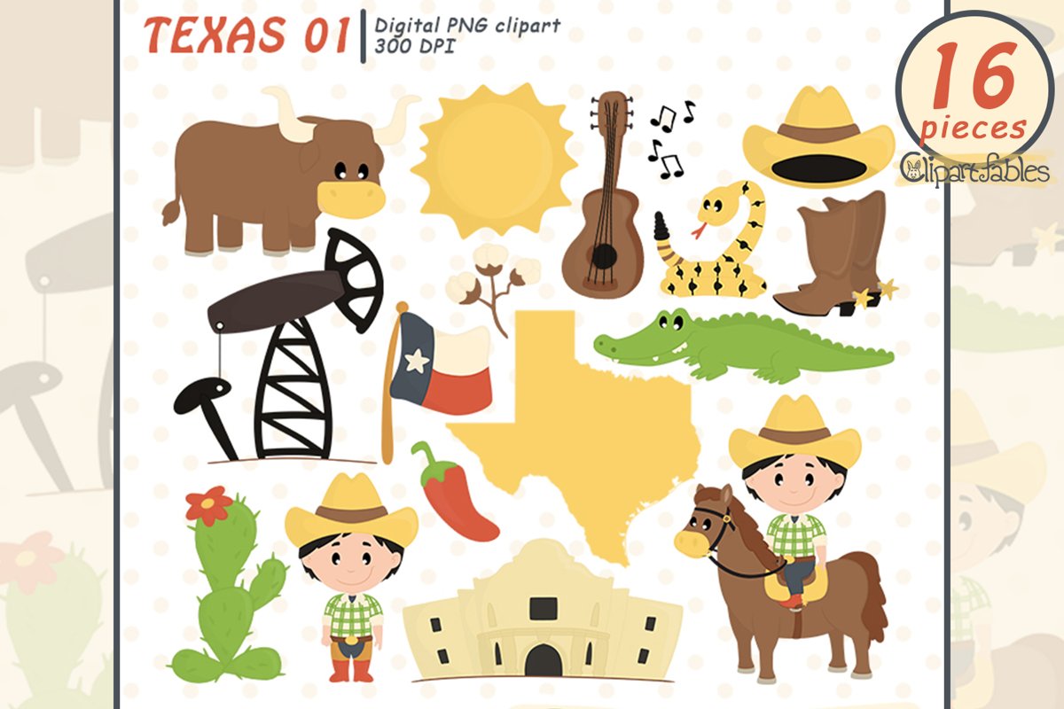 TEXAS STATE clipart, Cute Texas graphic, INSTANT download example image 1
