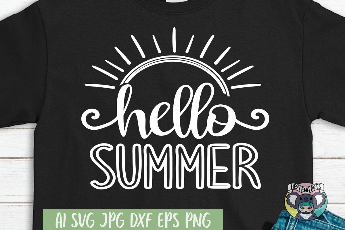 Hello Summer svg, Svg Files for Cricut, Cut File, dxf eps example image 1
