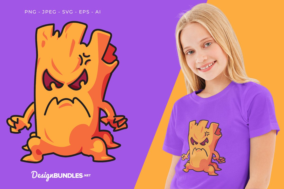 Mad Tree Monster Vector Illustration For T-Shirt Design example image 1