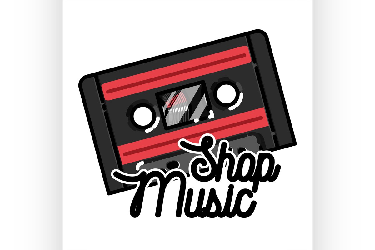 Color vintage music shop emblem example image 1