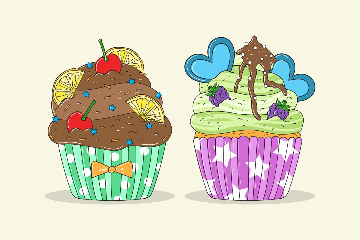 Delicious Cupcakes Illustrations example image 1