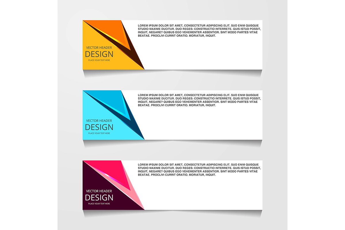Abstract design banner, web template with three different co example image 1