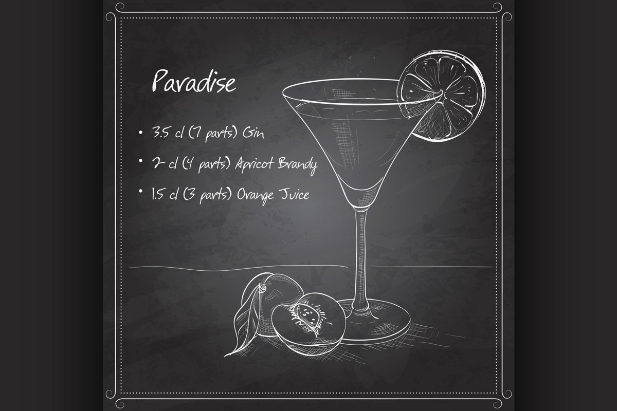 Paradise alcoholic cocktail on black board example image 1