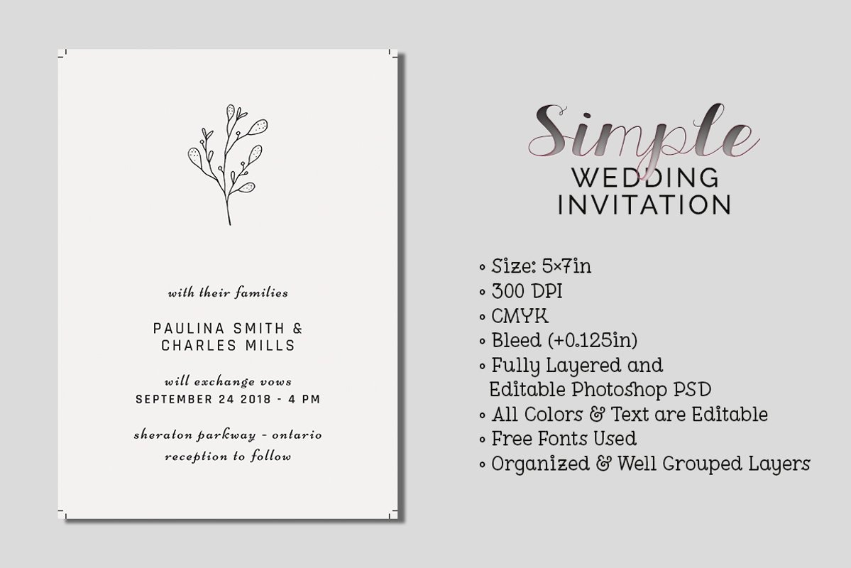Simple Wedding Invitation 383422 Card And Invites Design Bundles