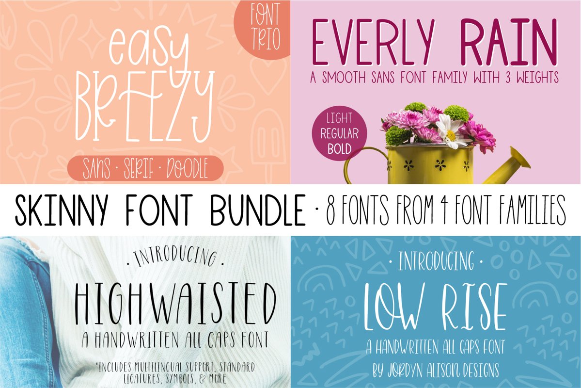 Skinny 4 Font Bundle, 8 Fonts from 4 Families example image 1