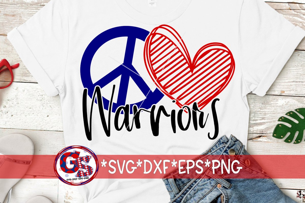Peace Love Warriors SVG DXF EPS PNG example image 1