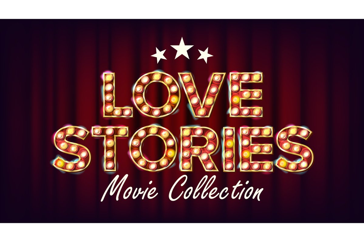 Love Stories Movie Collection Poster Vector. Retro Cinema example image 1