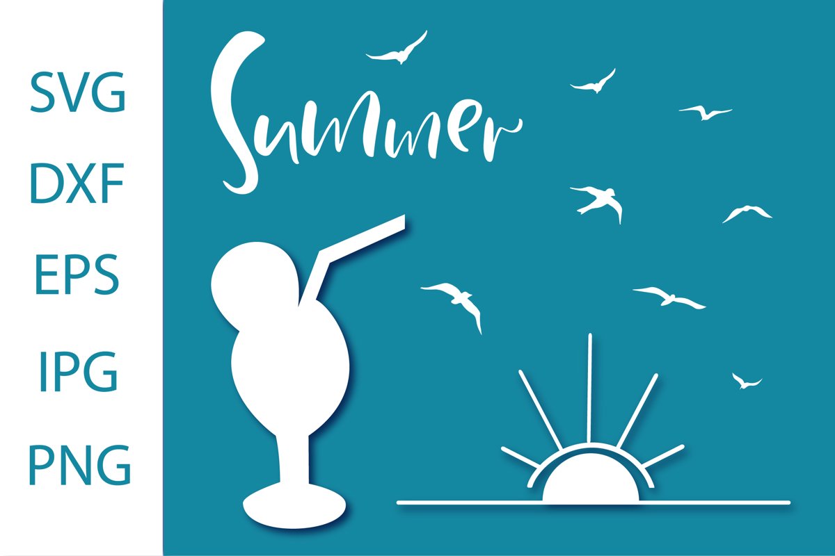 Summer,Beach SVG .File for Silhouette . Digital craft SVG example image 1