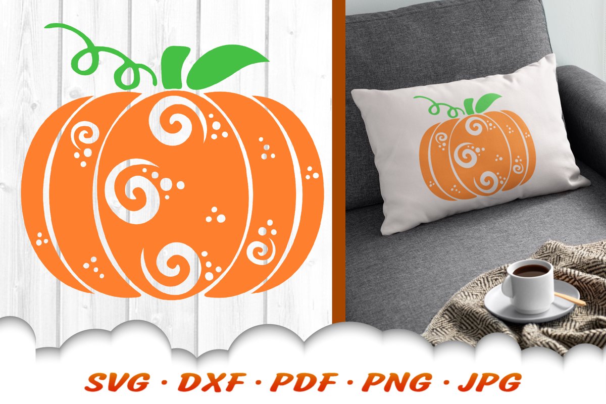 Zentangle Pumpkin SVG DXF Cut Files Fall Autumn example image 1