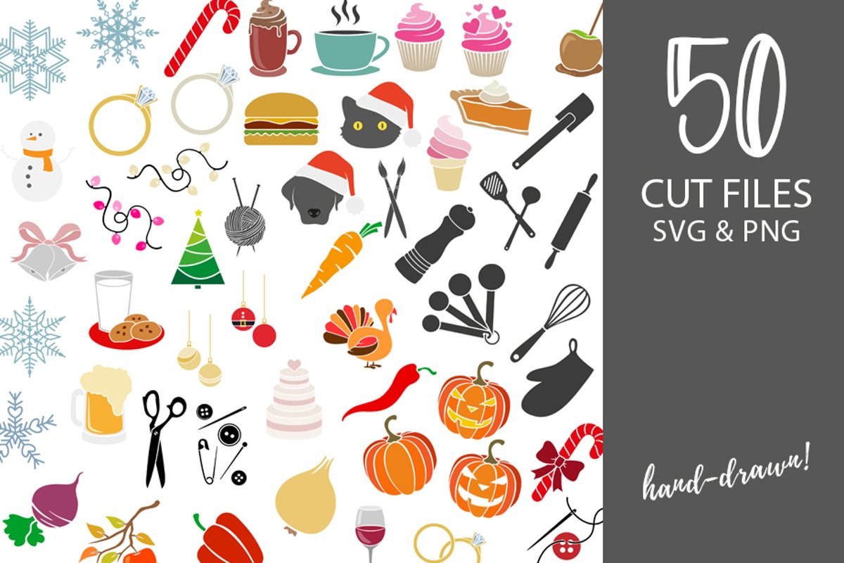 SVG cut file bundle | hand-drawn SVG clip art seasonal example image 1