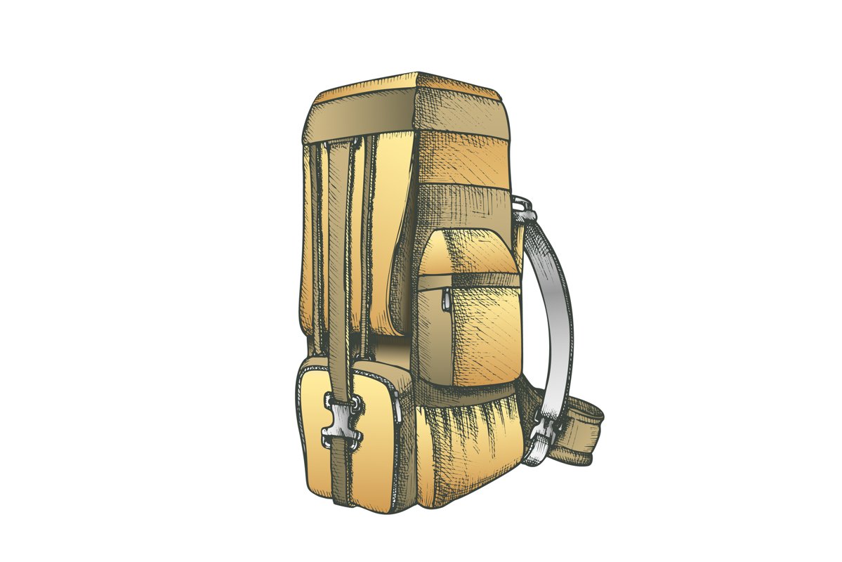 Tourist Travel Backpack Luggage Color Vector example image 1