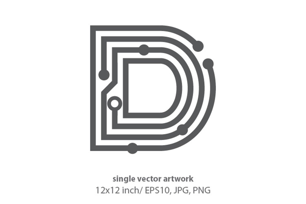 digital letter d- single vector artwork example image 1