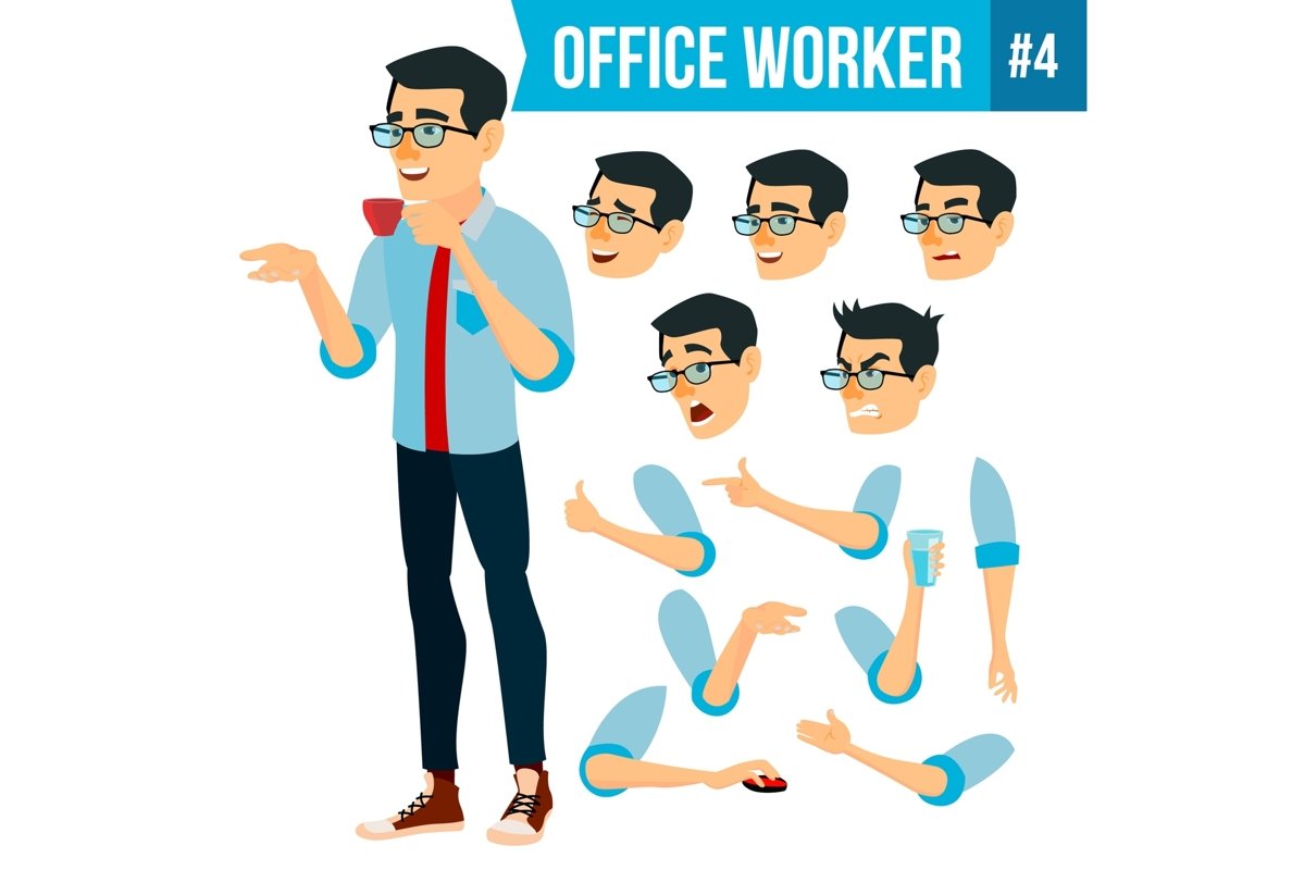 Office Worker Vector. Face Emotions example image 1