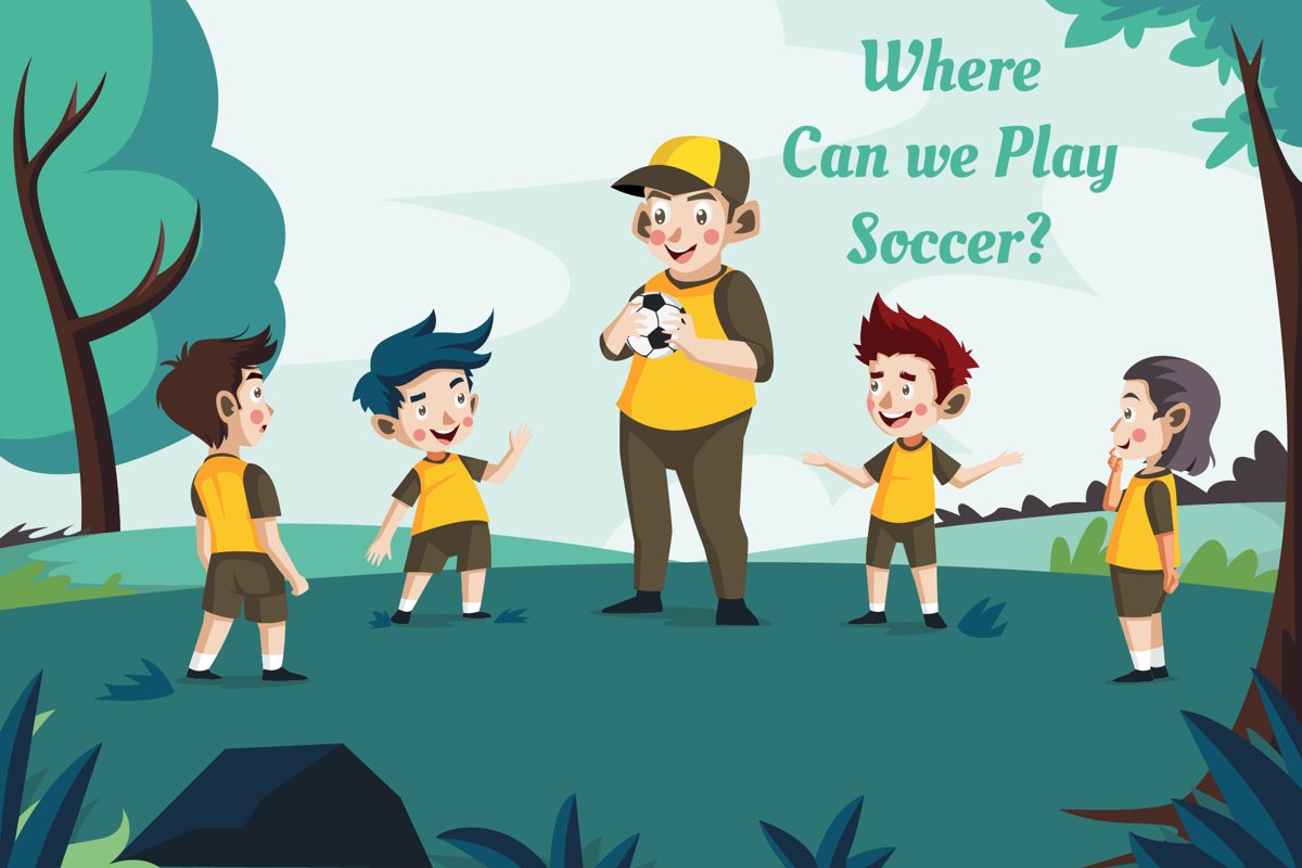 Where can we play soccer - vector illustration example image 1