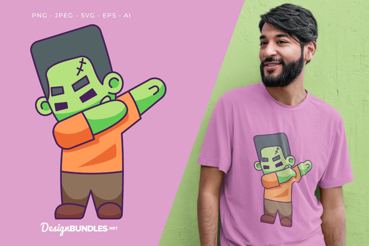Frankenstein In Dab Pose Vector Illustration For T-Shirt example image 1