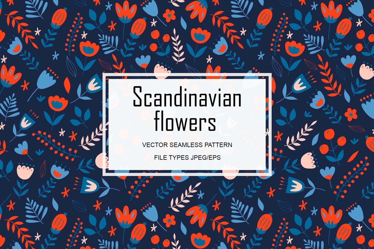 Scandinavian flowers. Seamless vector pattern. example image 1