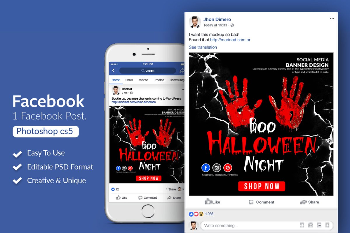Halloween Night Facebook Post Banner example image 1