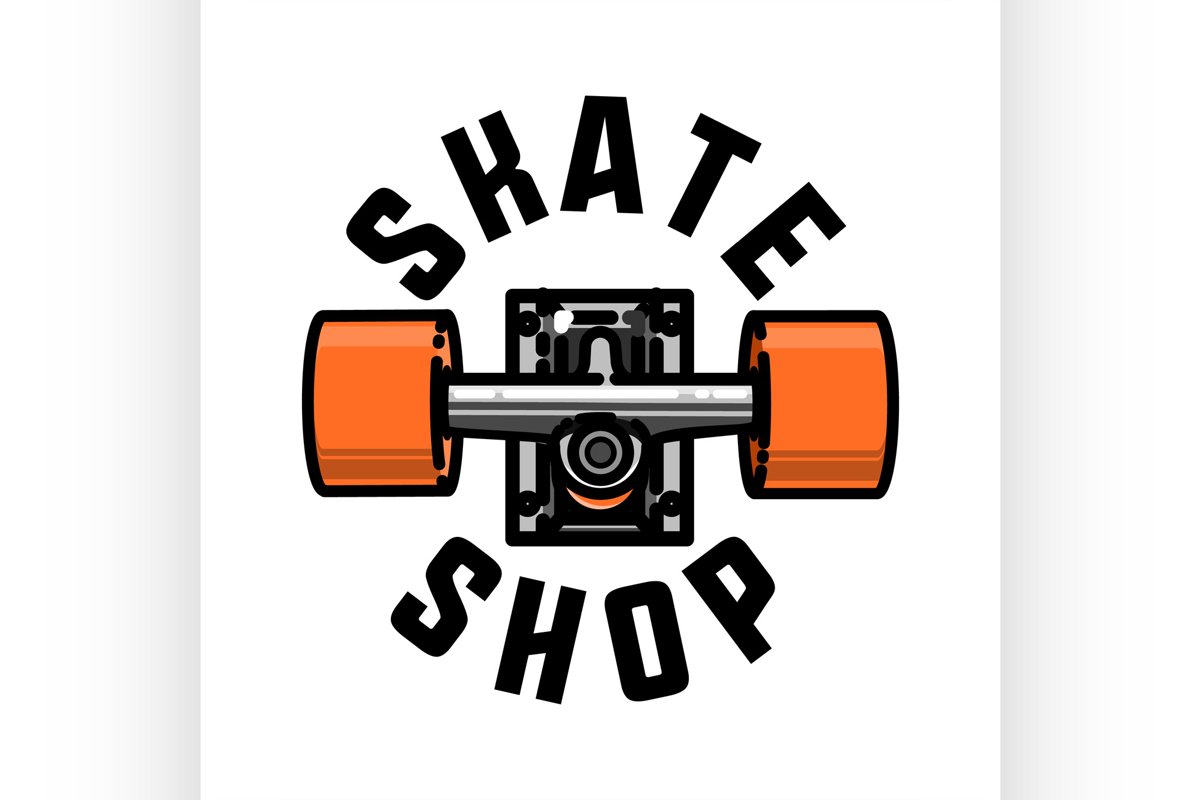 Color vintage skate shop emblem example image 1