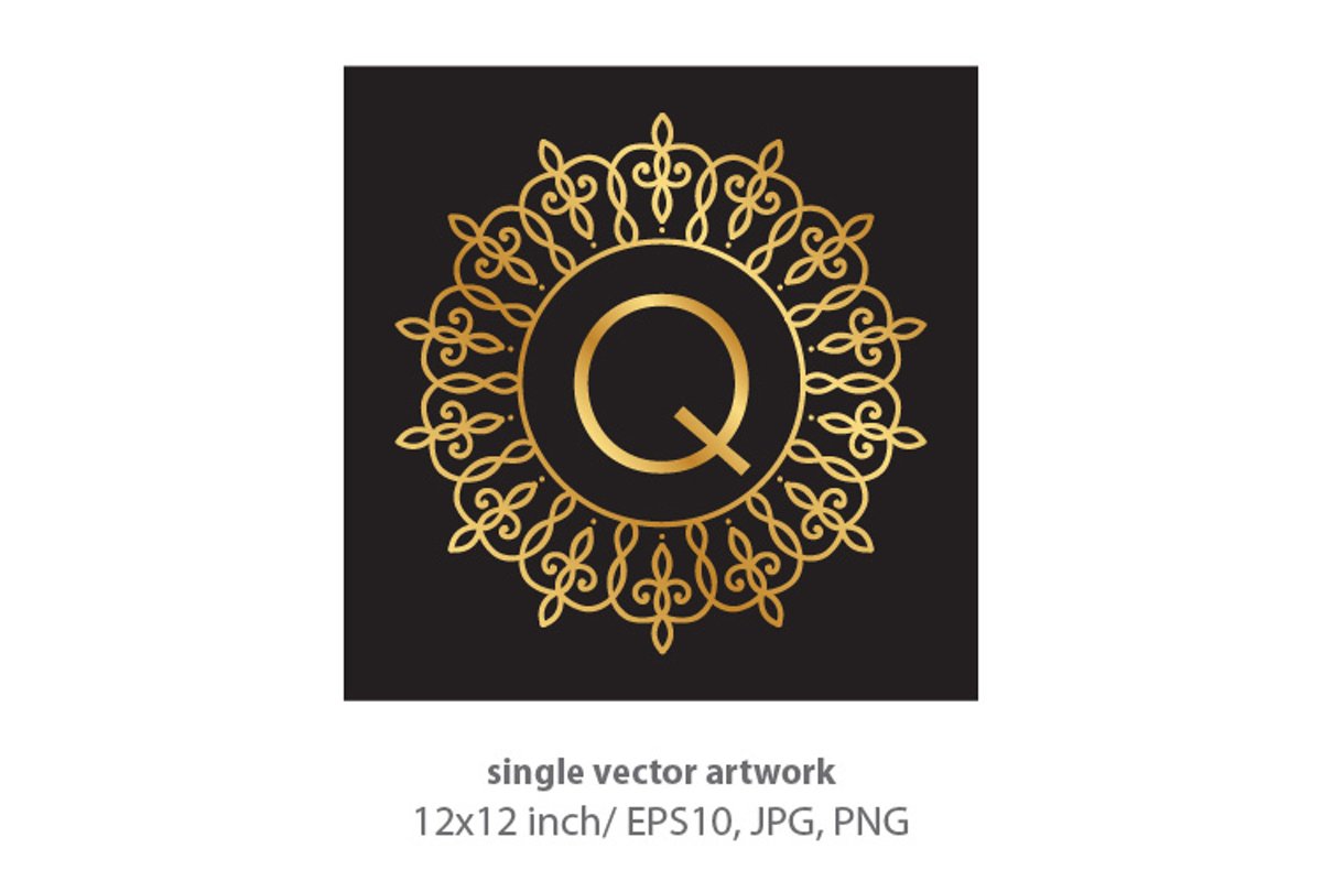 Letter q, inside luxury frame example image 1