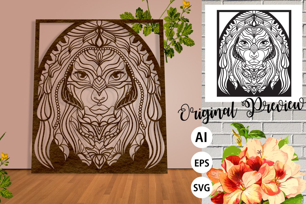 Beautiful Women Portrait Papercut Frame, Magician Decoration example image 1