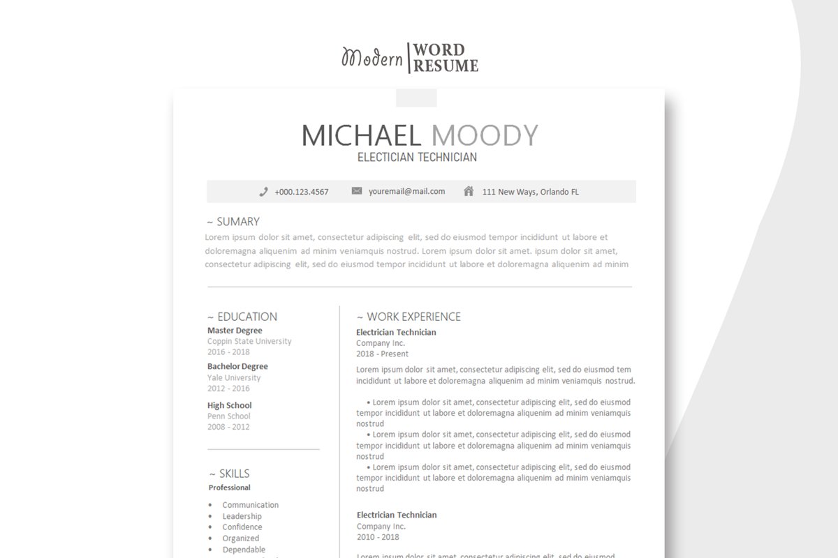 Electrician Technician Resume Template example image 1