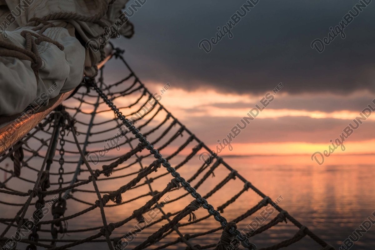 Stock Photo - Silhouette of a sailboat rope example image 1