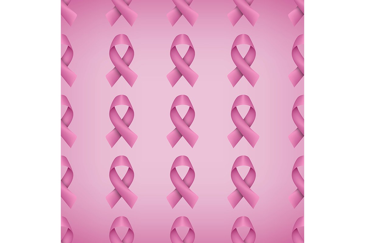 Breast cancer awareness realistic pink ribbon seamless patte example image 1