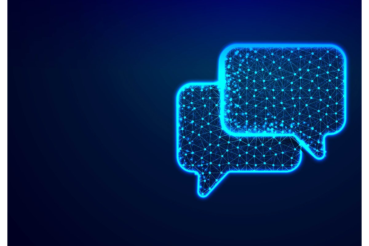 Dialogue, Chat clouds. Speech bubble icon from lines, triang example image 1