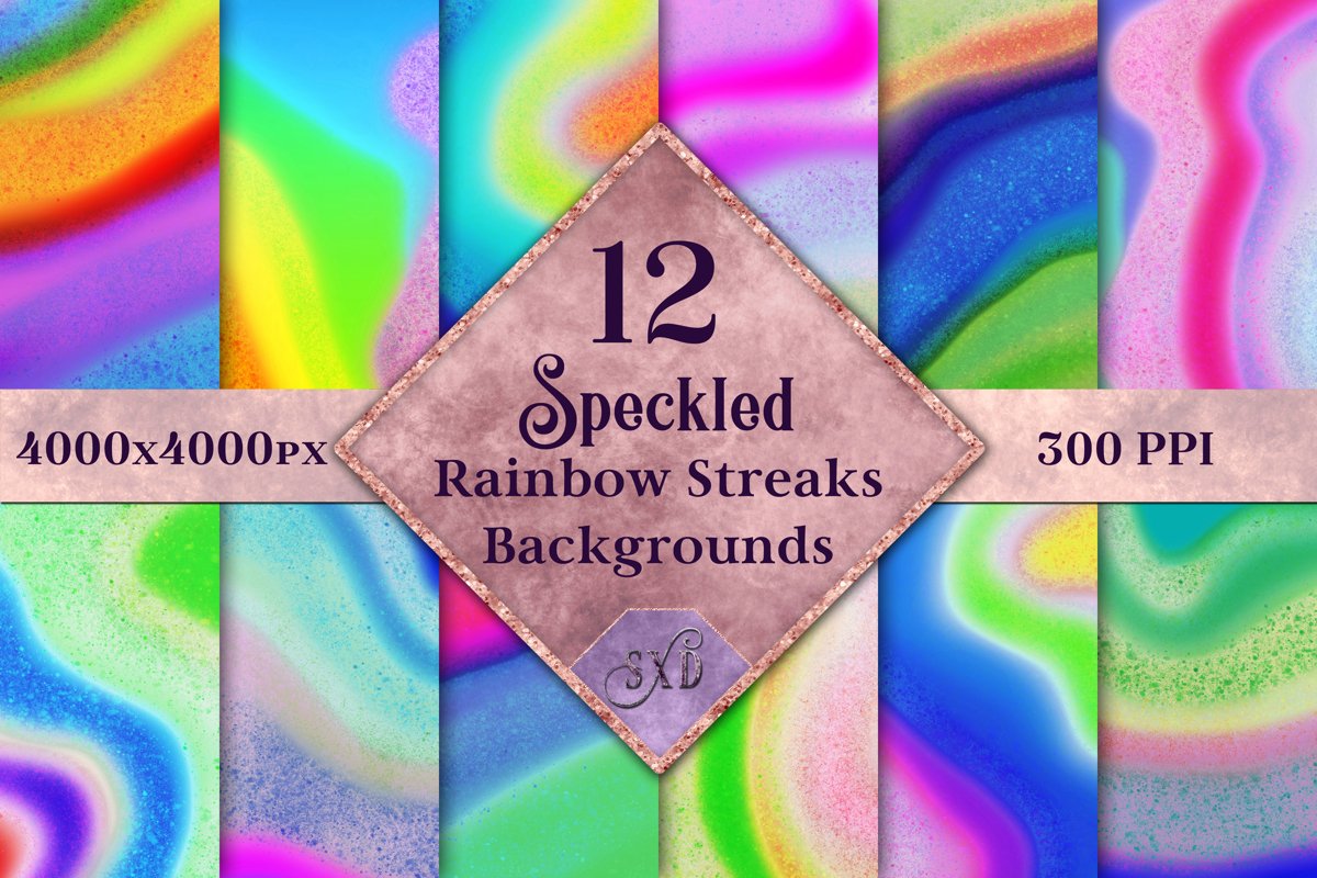 Speckled Rainbow Streaks Backgrounds - 12 Image Textures example image 1