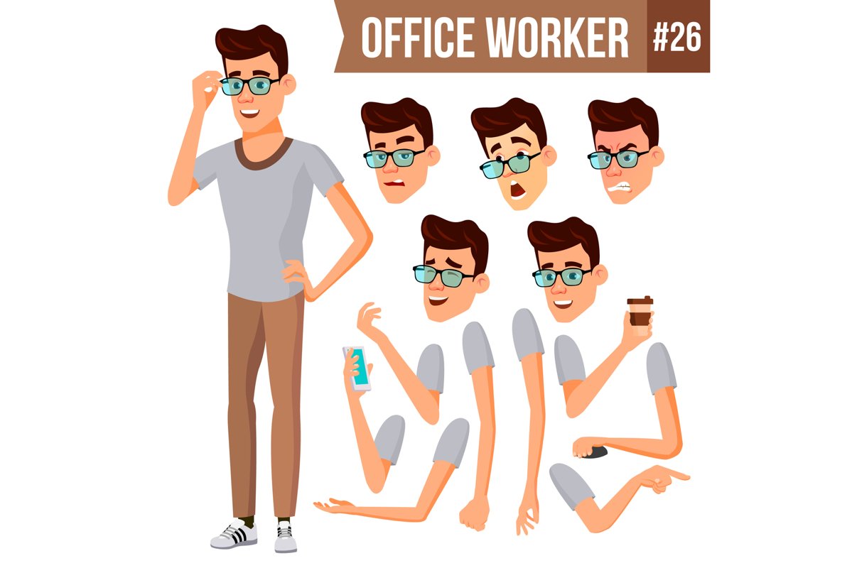 Office Worker Vector. Animation Creation Set. Businessman example image 1