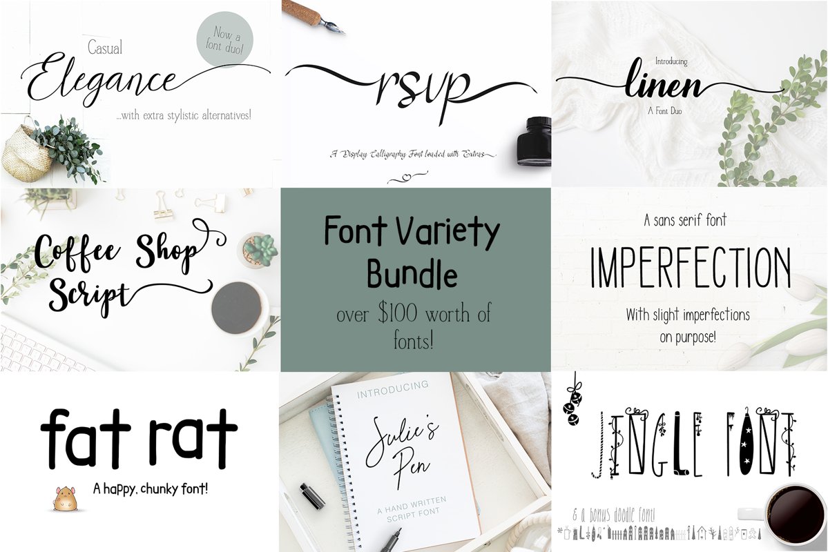 Font Bundle Variety of Script Serif and Fun example image 1