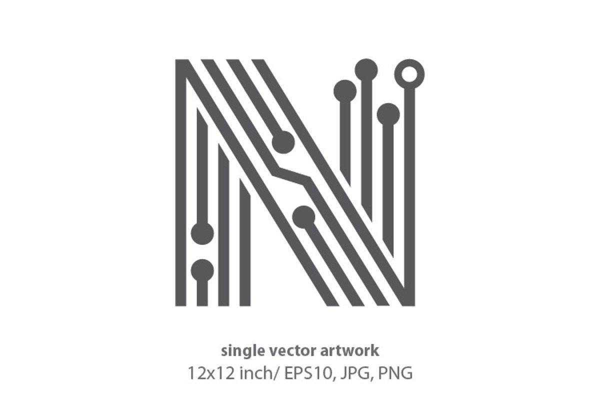 digital letter n- single vector artwork example image 1