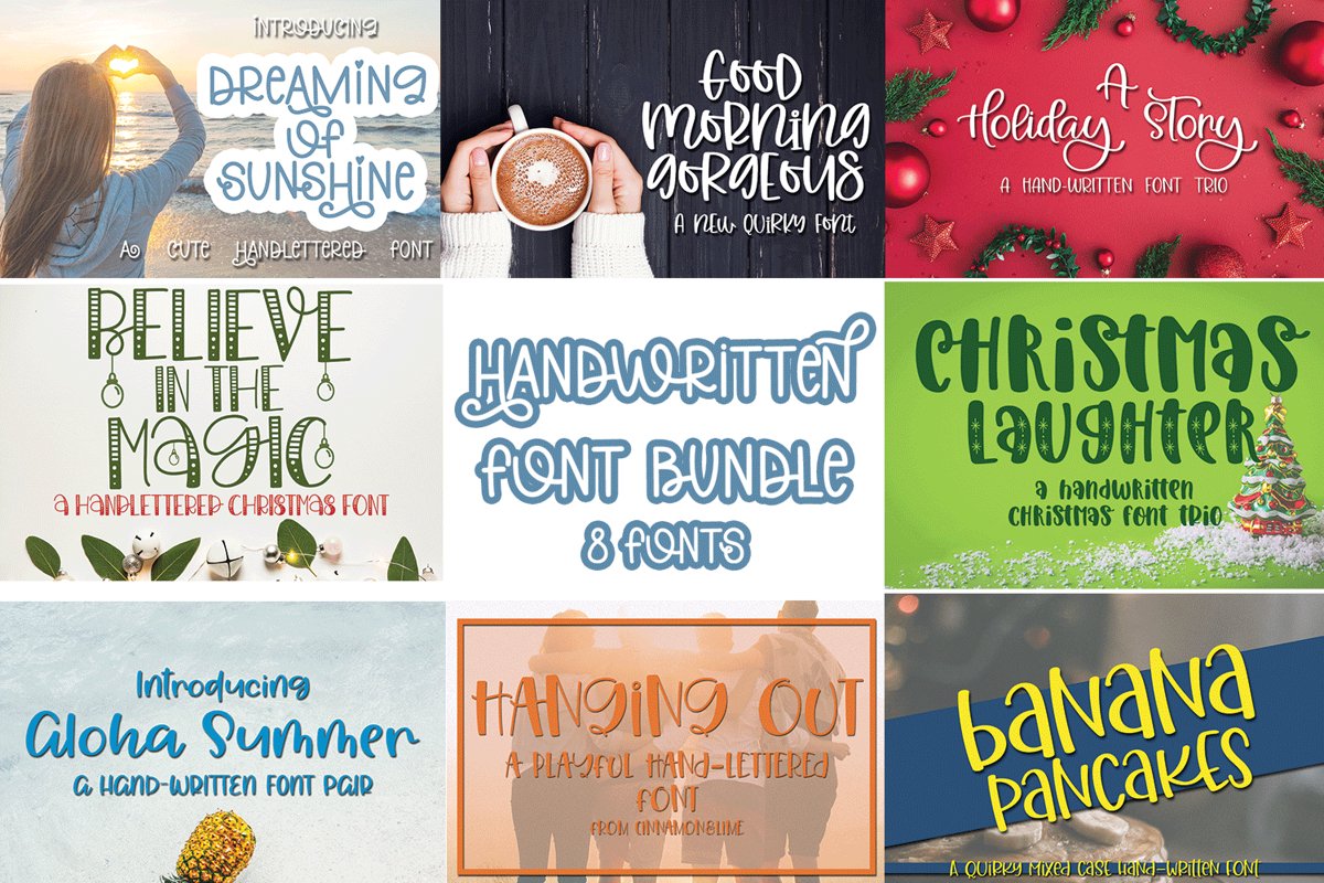 Handwritten Font Bundle - 8 Fonts example image 1