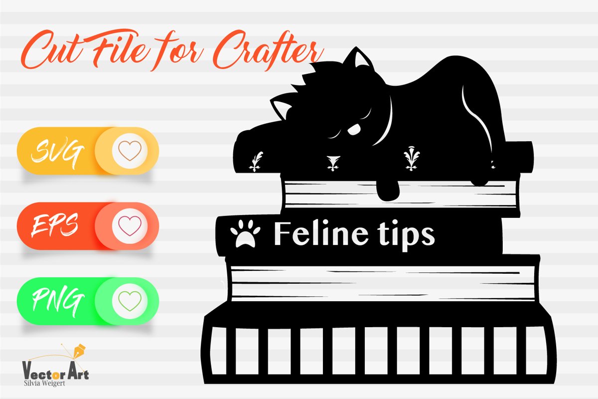 Cat is sleeping on Books - Cut file example image 1