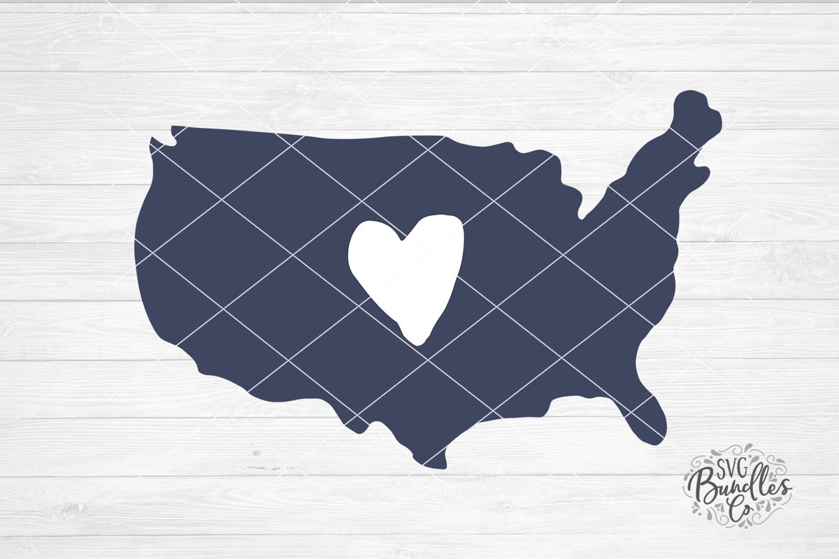 Heart in USA - 4th of July SVG DXF PNG example image 1