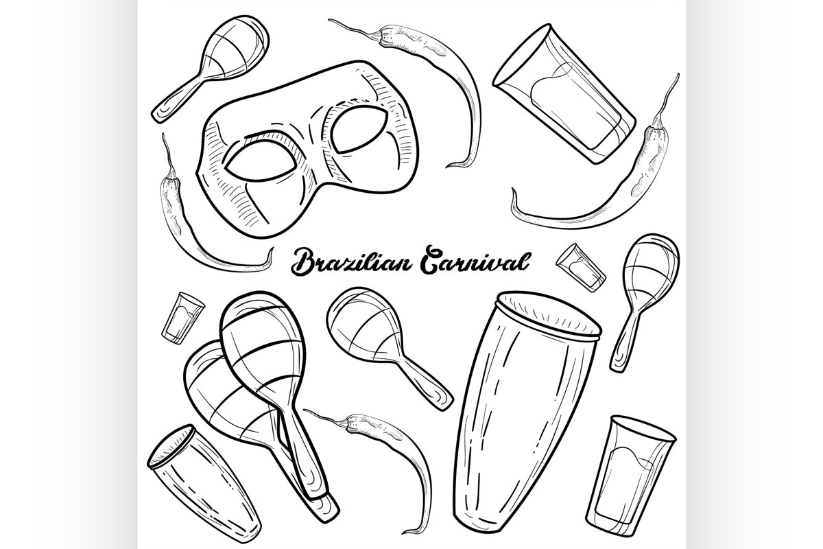 Hand drawn Brazilian Carnival element example image 1