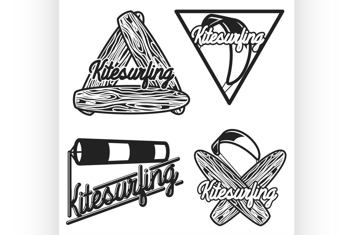 Color vintage kitesurfing emblems example image 1