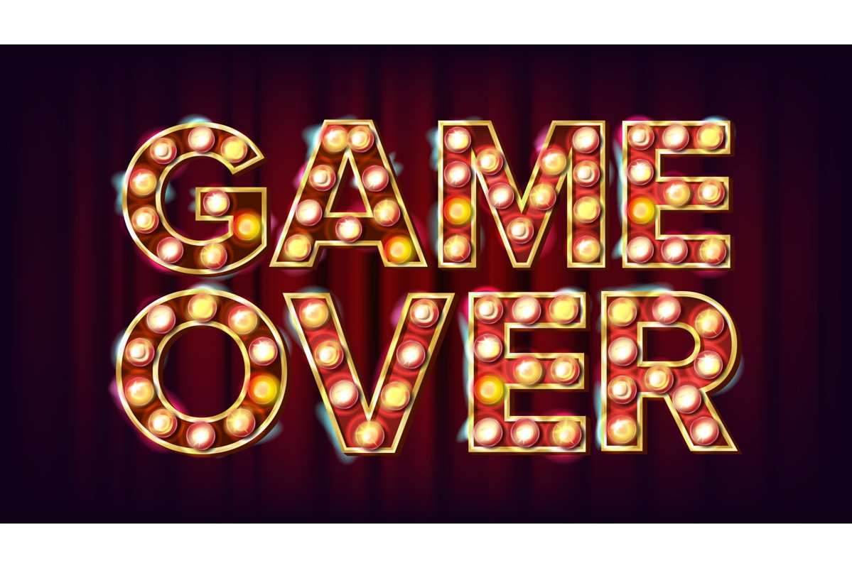 Game Over Banner Vector. Casino 3D Glowing Element. For Slot example image 1