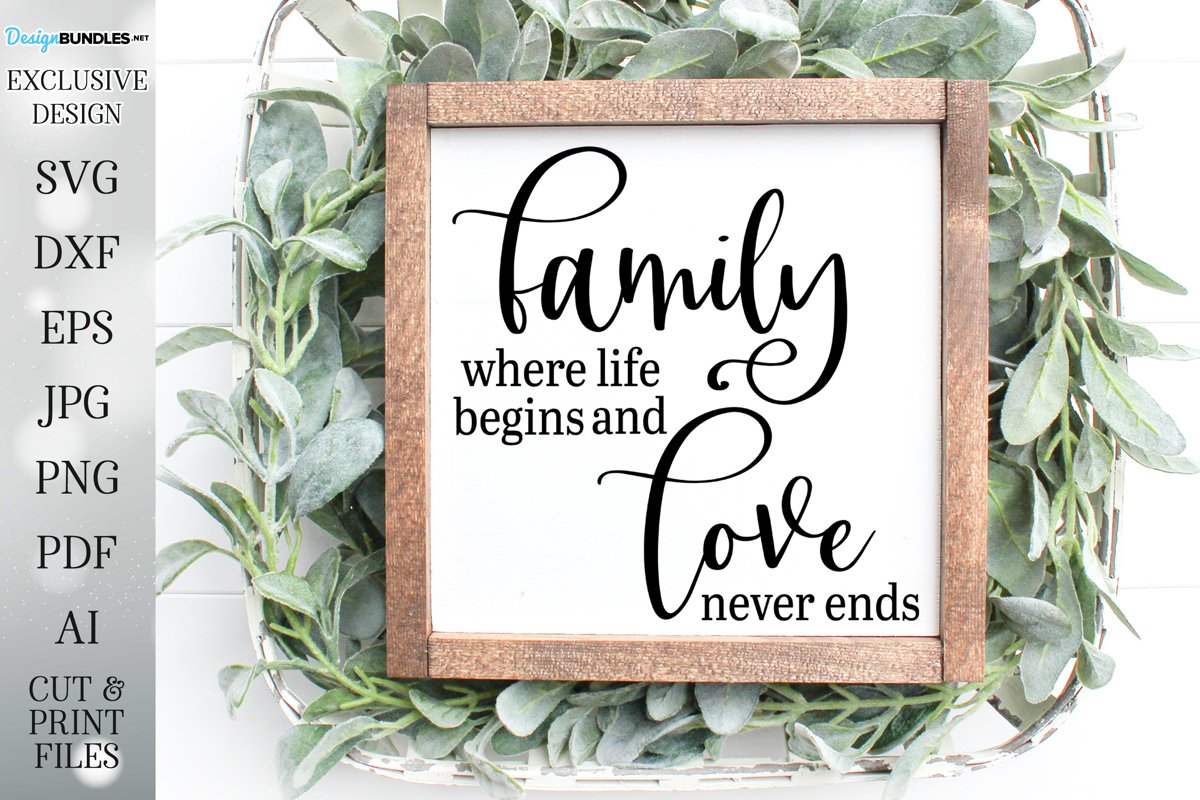 Family Where Life Begins and Love Never Ends - SVG PNG EPS example image 1